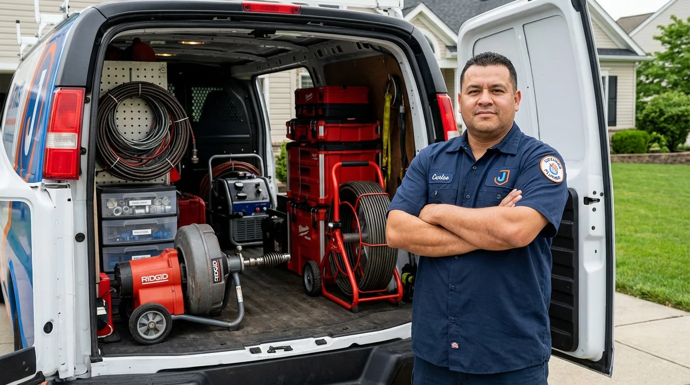 Professional drain cleaning equipment and Johns Plumbing LLC plumber in Redding