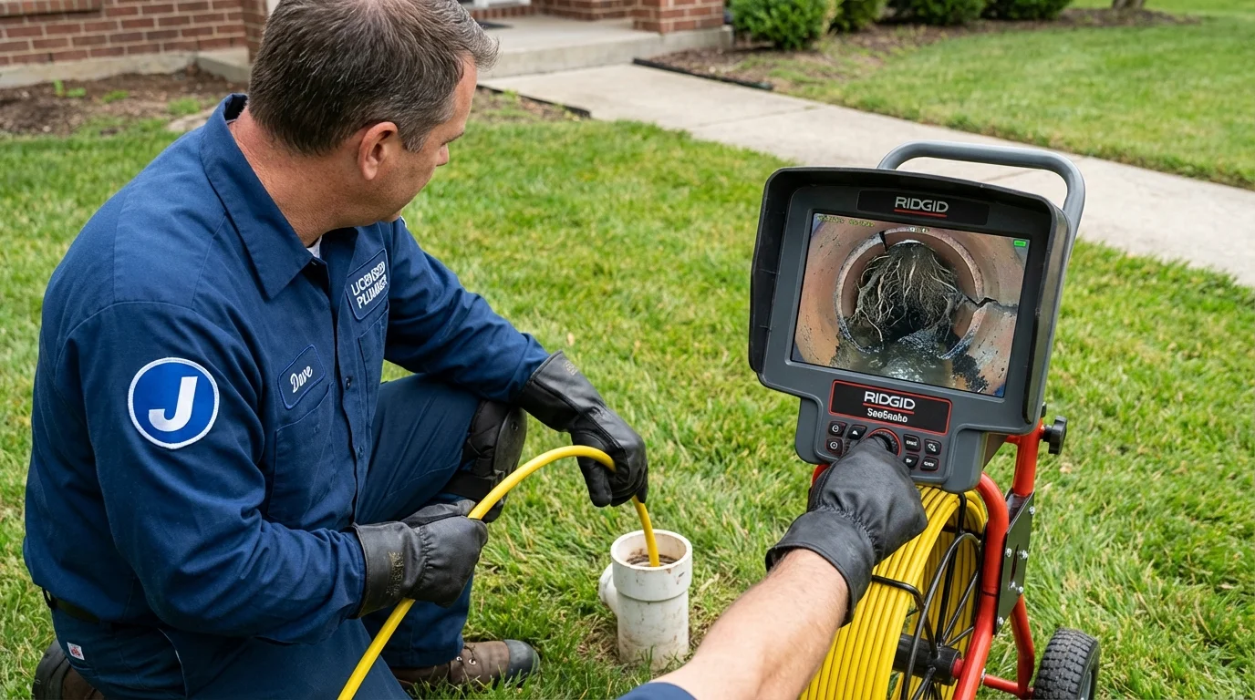 Sewer camera inspection being performed by Johns Plumbing LLC in Redding