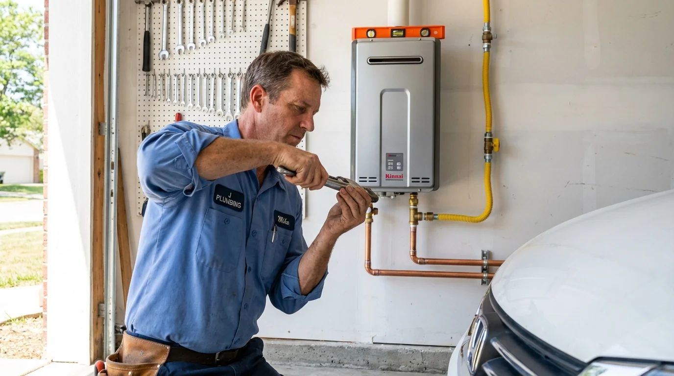 Tankless water heater installation by a Johns Plumbing LLC plumber in Redding